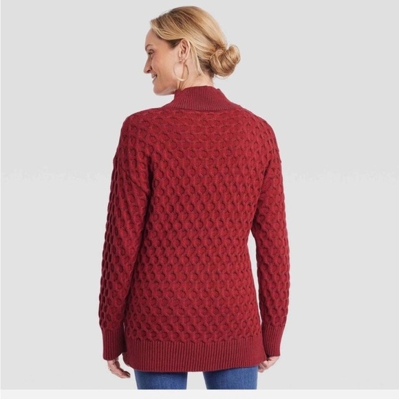 Knox Rose Sweater Women’s Small NWT | Textured Mock Neck Pullover Red Cozy Knit - Picture 3 of 14
